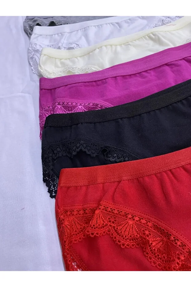 Kadın Dantelli Çok Renkli Toparlayıcı Külot 6'lı Set
